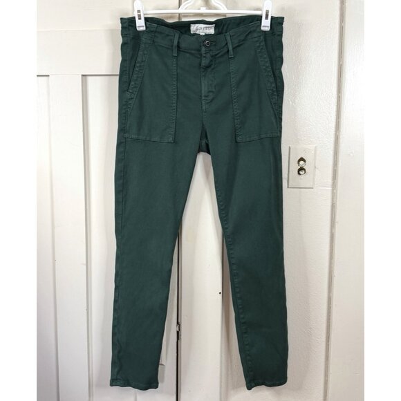 THE GREAT Green Corduroy Skinny Stretch Ankle Pants 31 Needle Whale Holiday - Picture 2 of 7